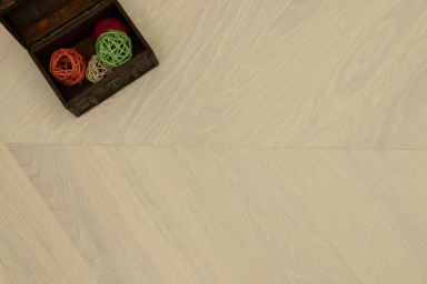 Prime Engineered Flooring Oak Chevron Snow White Brushed Wax Oiled 14/3mm By 90mm By 510mm FL4426 1