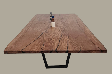 European Oak Dining Room Table Top LiVe Edge UV Lacquered (with Resin) 35mm By 1060mm By 2470mm TB072 4